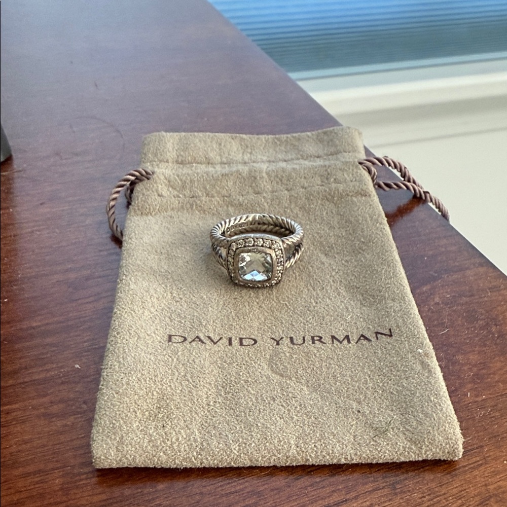 David Yurman Silver Ring with Clear Stone